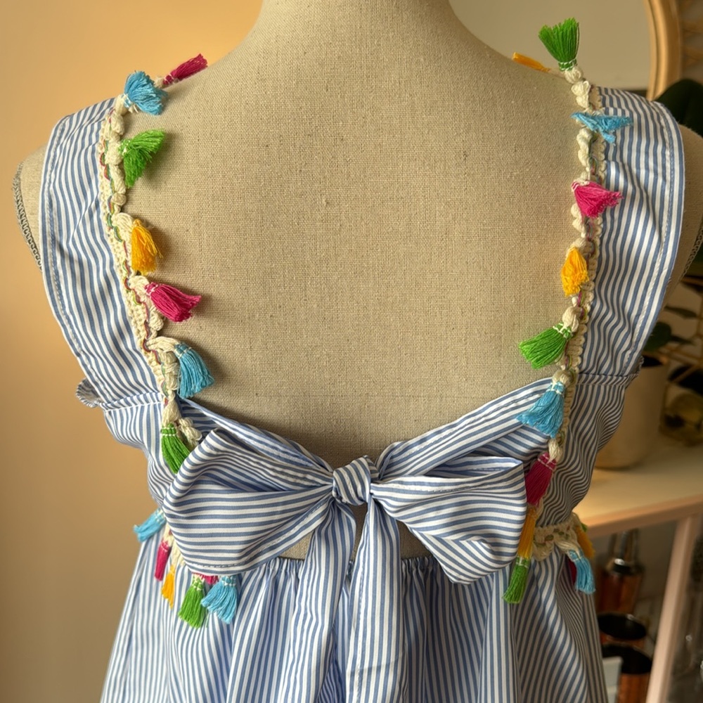 Striped Blouse with Tassels